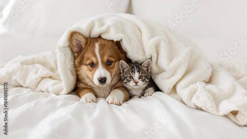 Small corgi puppy and littl...