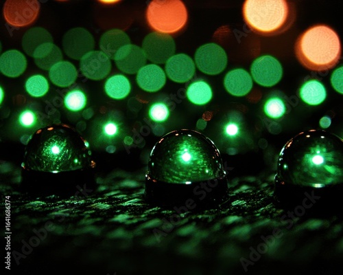 Close-Up of Green LED Lights with Abstract Bokeh Background