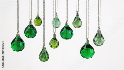 Colored glass pendants disp...