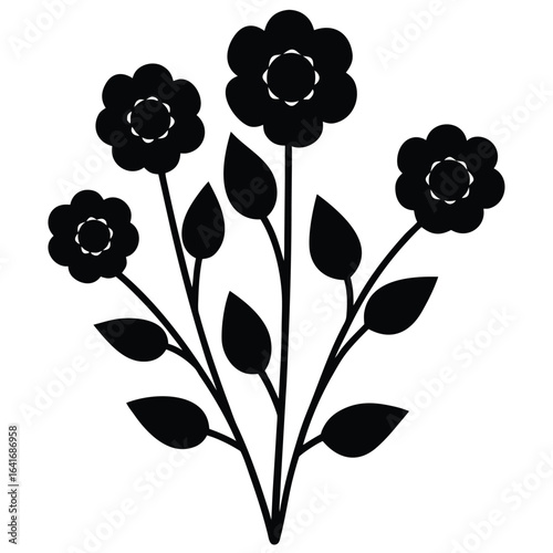 Florist element isolated color palette of flowers on white background