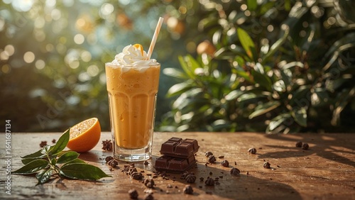 Cold orange yogurt smoothie...