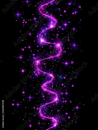 Vibrant Pink Sparkling Line with Glittering Effects on Black Background