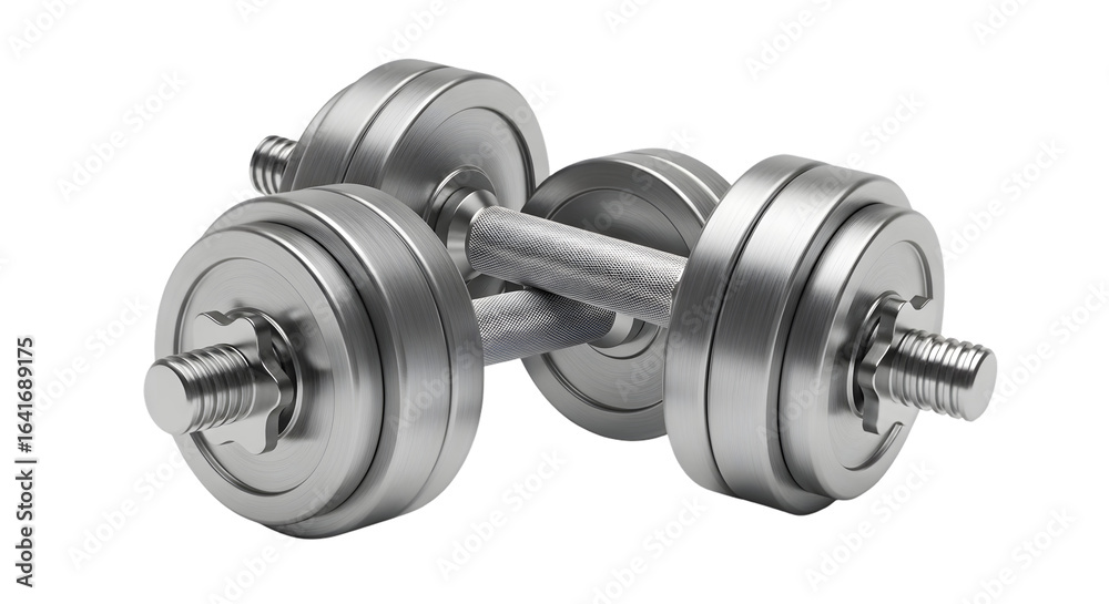 Naklejka premium Adjustable metal dumbbell isolated on transparent background for fitness and strength training