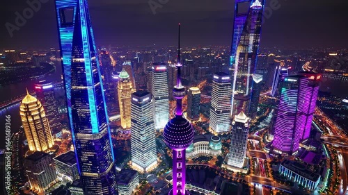 Futuristic Shanghai Skyline at Night