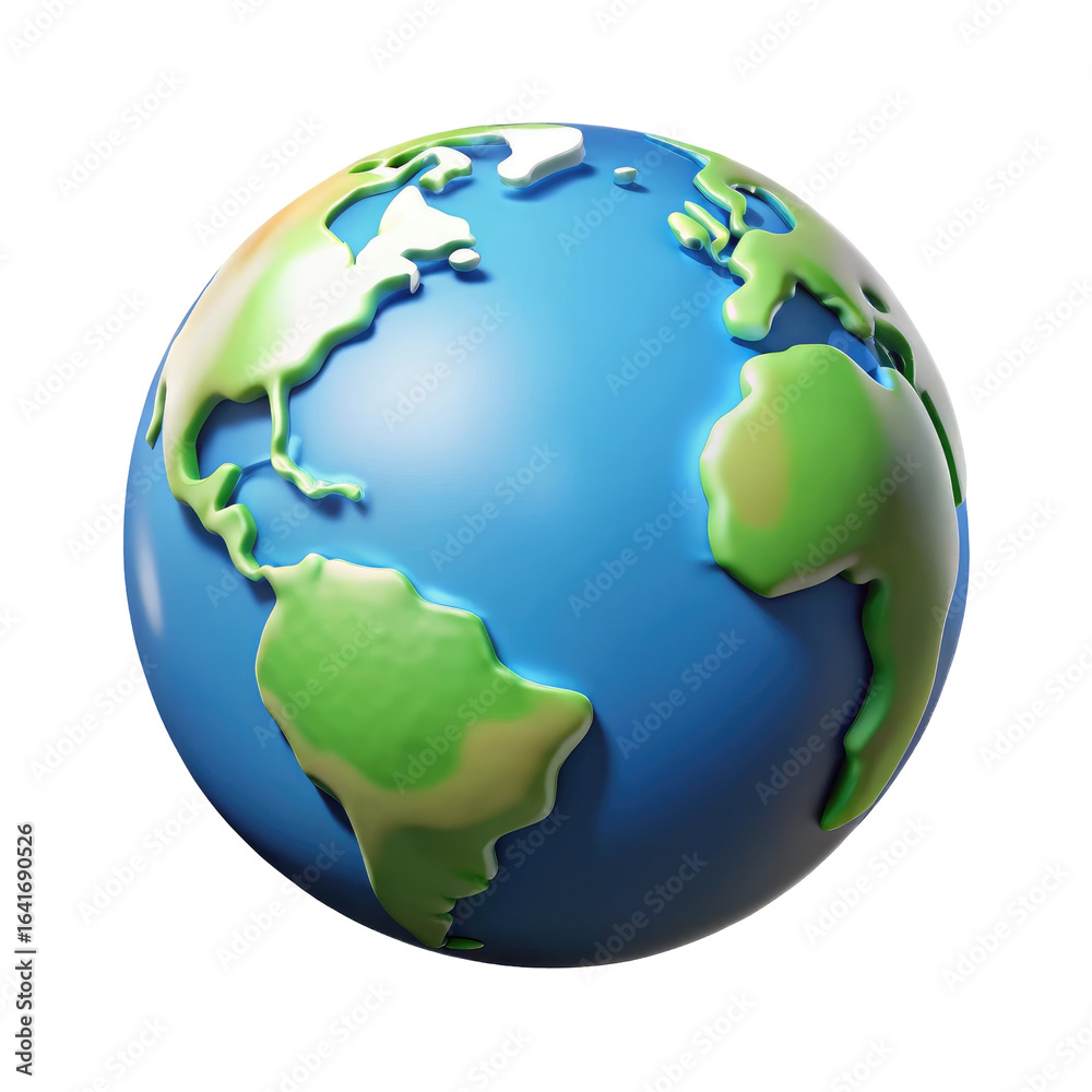 Fototapeta premium 3D Render of Planet Earth Isolated on White Background