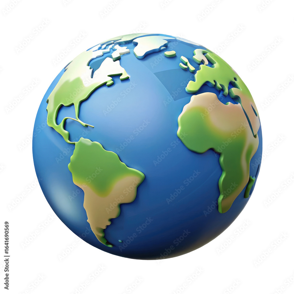 Fototapeta premium 3D Render of Planet Earth Isolated on White Background