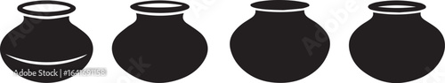 Matka Pot Silhouette Vector, Indian Clay Pot Silhouette, Traditional Pot Icon, Matka Water Vessel, Earthenware Pot Silhouette, Matka Image, Kitchenware Pot Silhouette, Heritage Clay Pot Silhouette, 