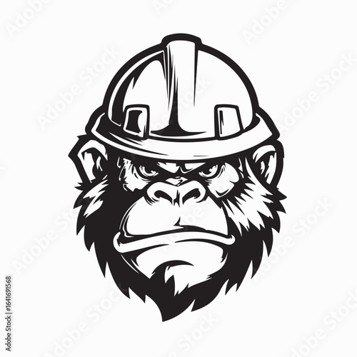 Strong Gorilla Wearing a Hardhat Logo Vector Design Representing Safety and Power
