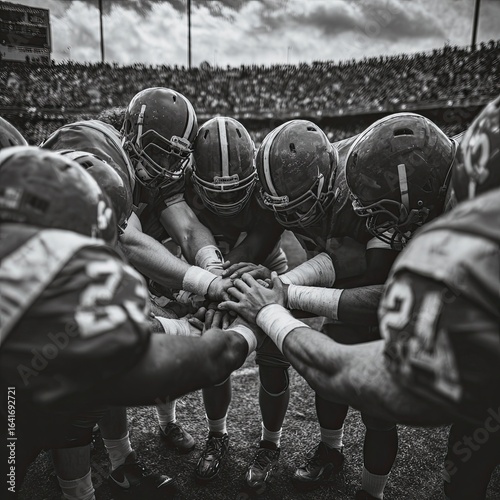 Football team huddle for strategy