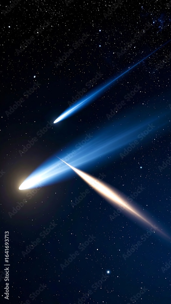 Obraz premium Two comets streak across a night sky