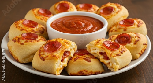 Irresistible Classic Pepperoni Pizza Rolls Filled With Gooey Melted Cheese And Savory Pepperoni, Served With Zesty Marinara Sauce For The Ultimate Comfort Food Snack