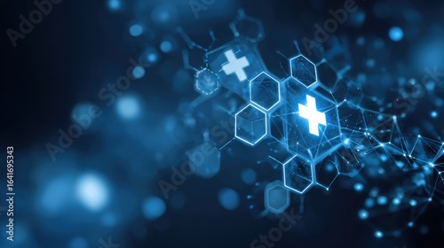 Wallpaper Mural digital healthcare network glowing hexagons Torontodigital.ca