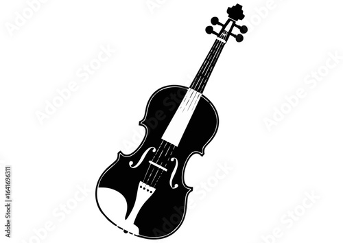 Black silhouette of an acoustic guitar on white background for music and creativity concept