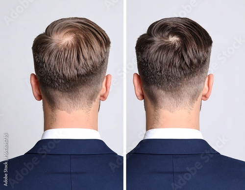Before & after hair loss treatment showing increased hair density