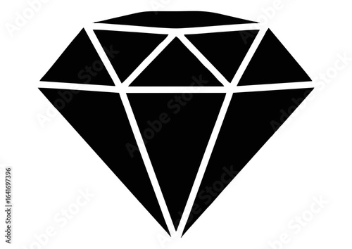 Black silhouette of a diamond on white background for luxury and jewelry concept
