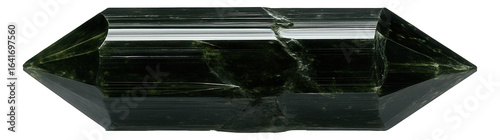 Double-terminated epidote crystals with dark green color and vitreous sheen
