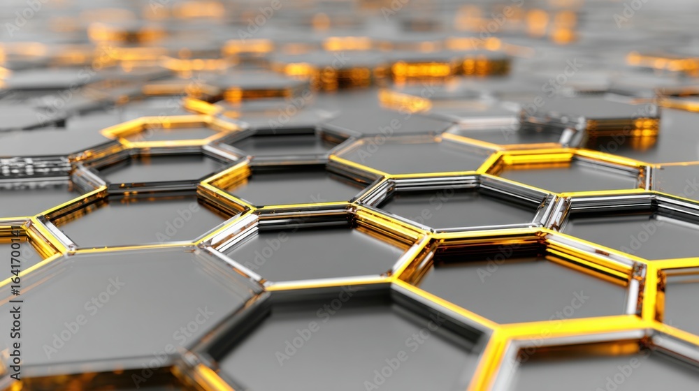 Obraz premium golden hexagons abstract pattern