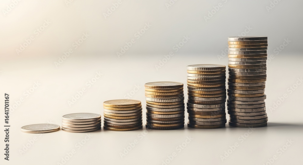 Ascending Coin Stacks Illustrate Financial Growth And Steady Investment Returns Over Time Showing Progressive Accumulation Of Wealth Ascending Coin Stacks Illustrate Financial Growth And Steady Investment Returns Over Time Showing Progressive Accumulation Of Wealth