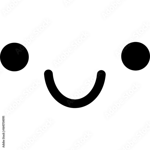 Cute kawaii smiley face icon. Simple black and white vector illustration of a happy emoticon for positive emotions and communication.