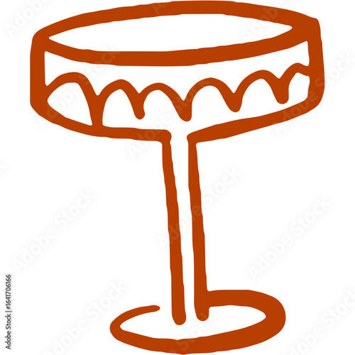 Hand-drawn illustration of a vintage champagne coupe glass. Simple line art icon for celebration, party, and festive concepts.