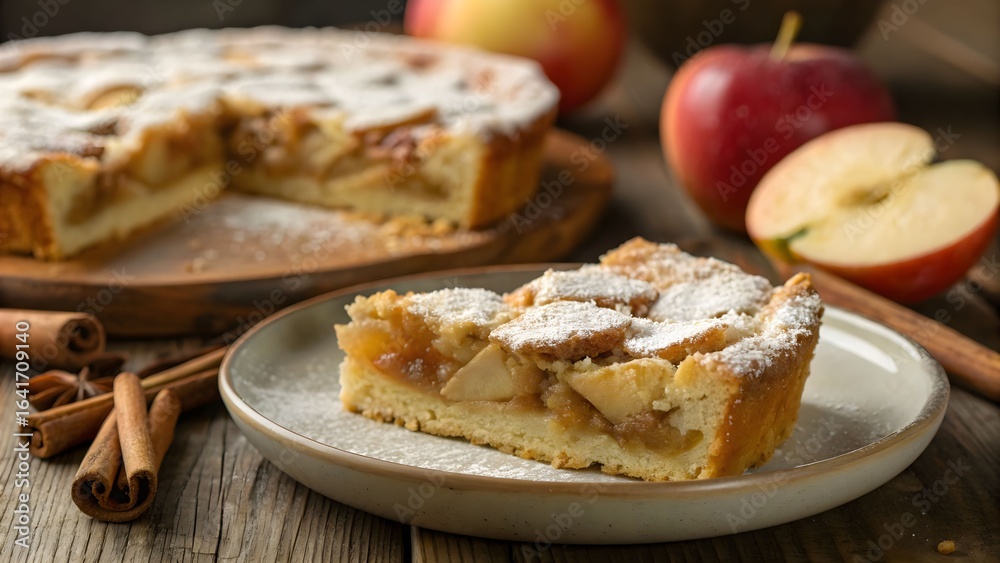 Szarlotka, the traditional Polish apple pie served in generous slices revealing a tender apple filling spiced with cinnamon beneath a golden crumbly crust Szarlotka, the traditional Polish apple pie served in generous slices revealing a tender apple filling spiced with cinnamon beneath a golden crumbly crust
