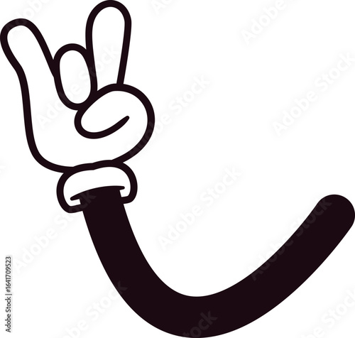 Groovy rockstar hand gesture vector illustration