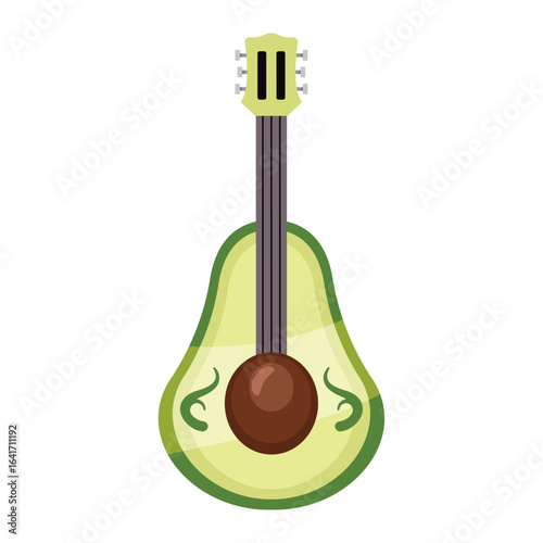 Avocado shaped acoustic guitar. Vector
