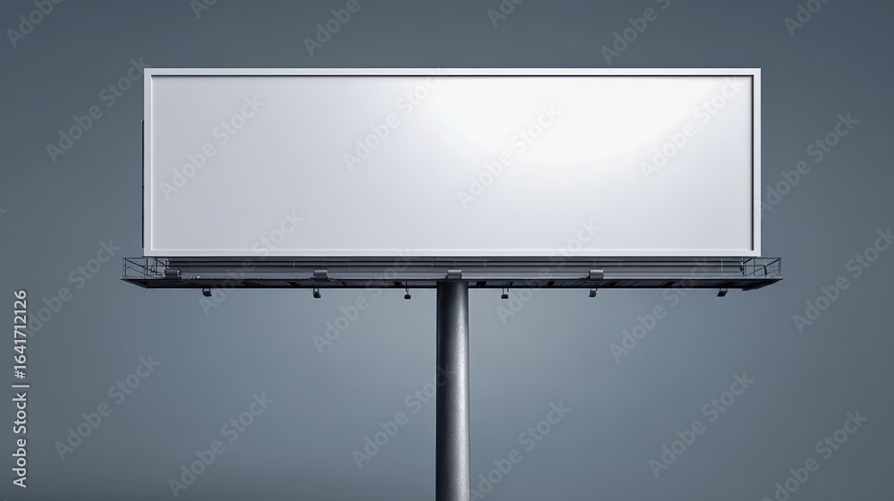 Obraz premium Blank Billboard Mockup Isolated on Neutral Background, Ideal for Advertising Campaigns and Design Presentation