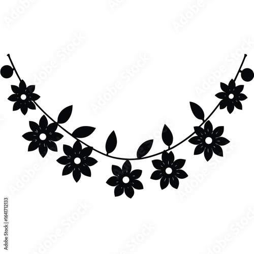 Florist element isolated flower garland on white background 