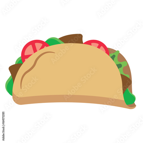 Taco with fresh ingredients. Vector