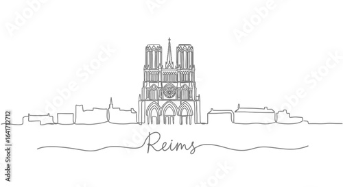 Reims with France Single line skyline.
