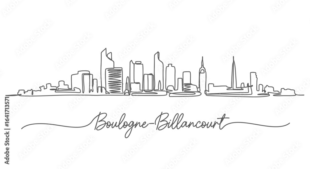 Obraz premium BoulogneBillancourt Skyline with France, and Line Art.