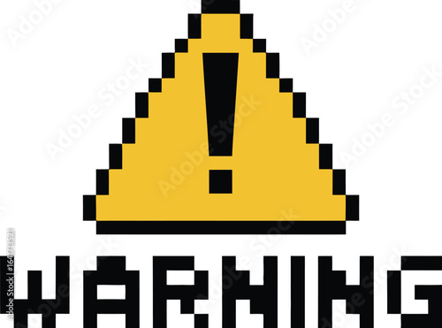 Pixelated yellow warning triangle with exclamation mark