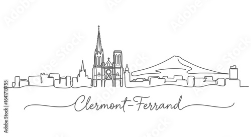 ClermontFerrand Skyline with France, Line Art, and Cityscape.