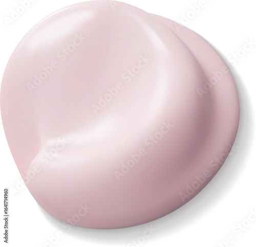 Pink foundation cream swatch, skincare cosmetic drop. Isolated 3d vector skincare smear, stroke, face and body care product. Moisturizer or milk with smooth, radiant surface and realistic texture