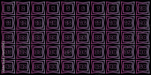 Numbers, 1 to 50 premium circle pink white gradation table logo table date