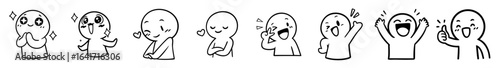 Set of cartoon characters with various emotions — confusion, thinking, anxiety, anger, frustration, joy, panic and disappointment

