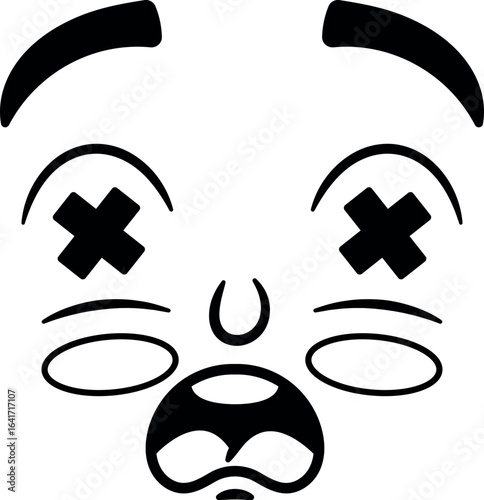 Shocked face expressive caricature vector illustration