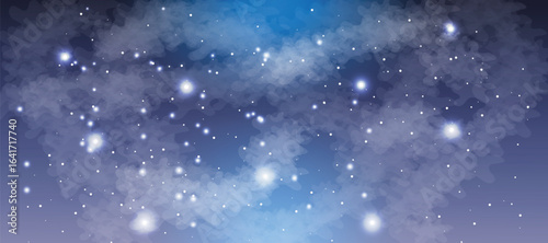 Space galaxy background with many stars. Space infinity with milky way starlight glow astronomical vector background	