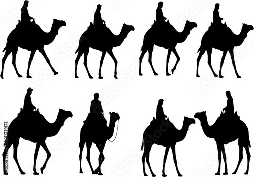 camel riders silhouettes
