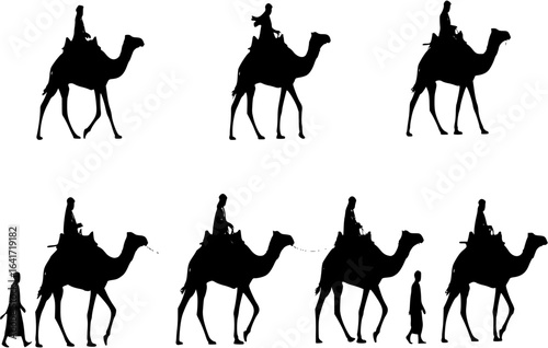 camel riders silhouettes
