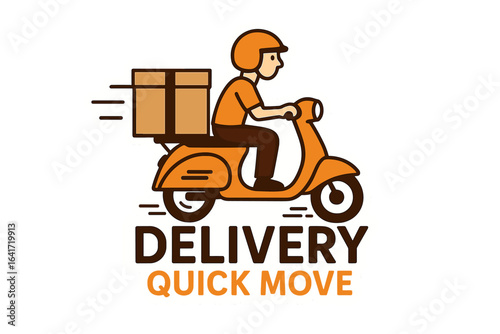 Fast Delivery Scooter with Rider and Parcel, Quick Courier Service Vector Illustration, Express Shipping Icon, Transparent Background, Urban Transport Concept