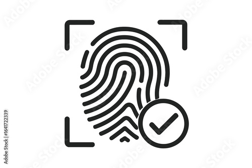 Fingerprint biometric access control icon with digital touch scan, electronic sensor authentication vector, identity verification, security technology, fingerprint scanning concept