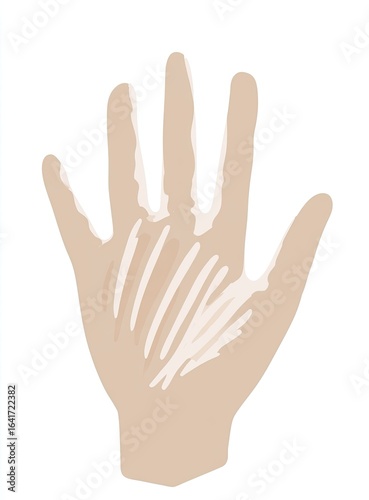 Light beige hand, palm up, stylized lines