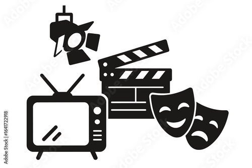 Creative Vector Design for TV Shows, Movies, and Live Performances on Transparent Background, Ideal for Entertainment, Media, and Broadcast Visuals