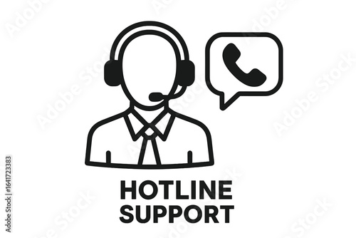 Customer service hotline support icon, call center operator with headset, technical assistance and communication vector illustration on transparent background