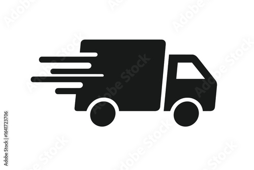 Fast Delivery Truck Icon, Speedy Cargo Vehicle, Express Shipping, Transportation Symbol, Vector Illustration on Transparent Background for Business, Logistics and Delivery Services