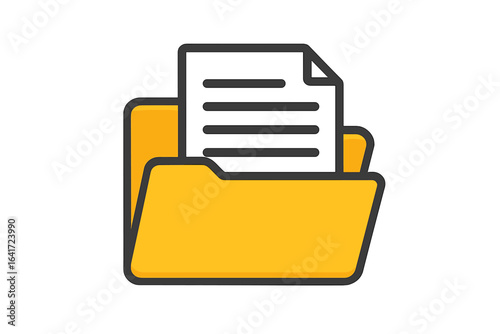 Open Folder Icon with Documents, File Management Symbol for Website Design, App UI, Logo, and User Interface Vector Illustration on Transparent Background