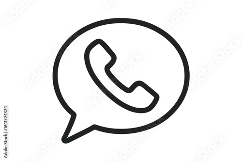 Hotline phone icon speech bubble vector illustration. Communication contact symbol outline. Customer support, call center, helpline, emergency services, feedback, chat, mobile app, digital connection.