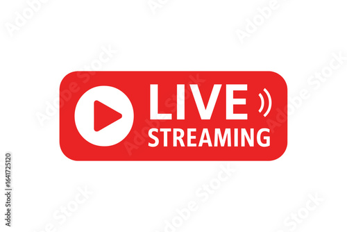 Live video stream button for news, TV, online broadcasting, webinar, live streaming, live broadcast, digital media, internet TV, vector illustration transparent background